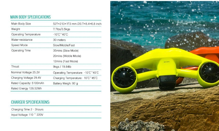 2022 Top Quality Electric Underwater Scooter 35mins Running Time Water Sea Scooter Electric Seascooter